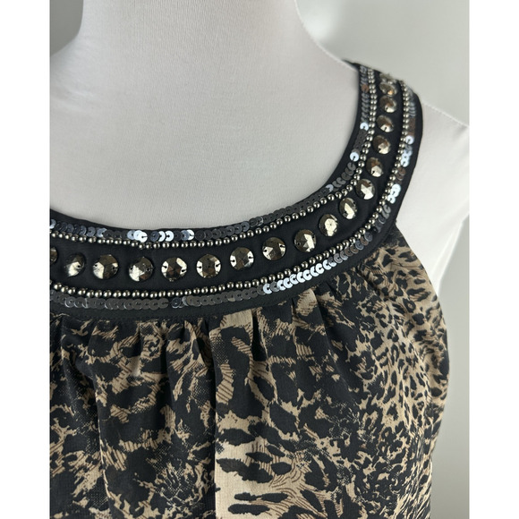 Speed Control NY Animal Print Beaded Sequin Neck Sleeveless Dress Plus Size 1X - Picture 6 of 13